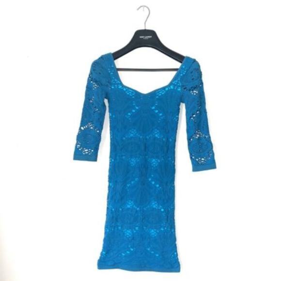INTIMATELY FREE PEOPLE Teal Lace Dress‎  3/4 Sleeve Size XS/S - Picture 1 of 5